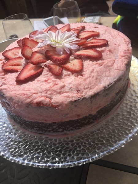 Chocolate Cake with Strawberry Frosting